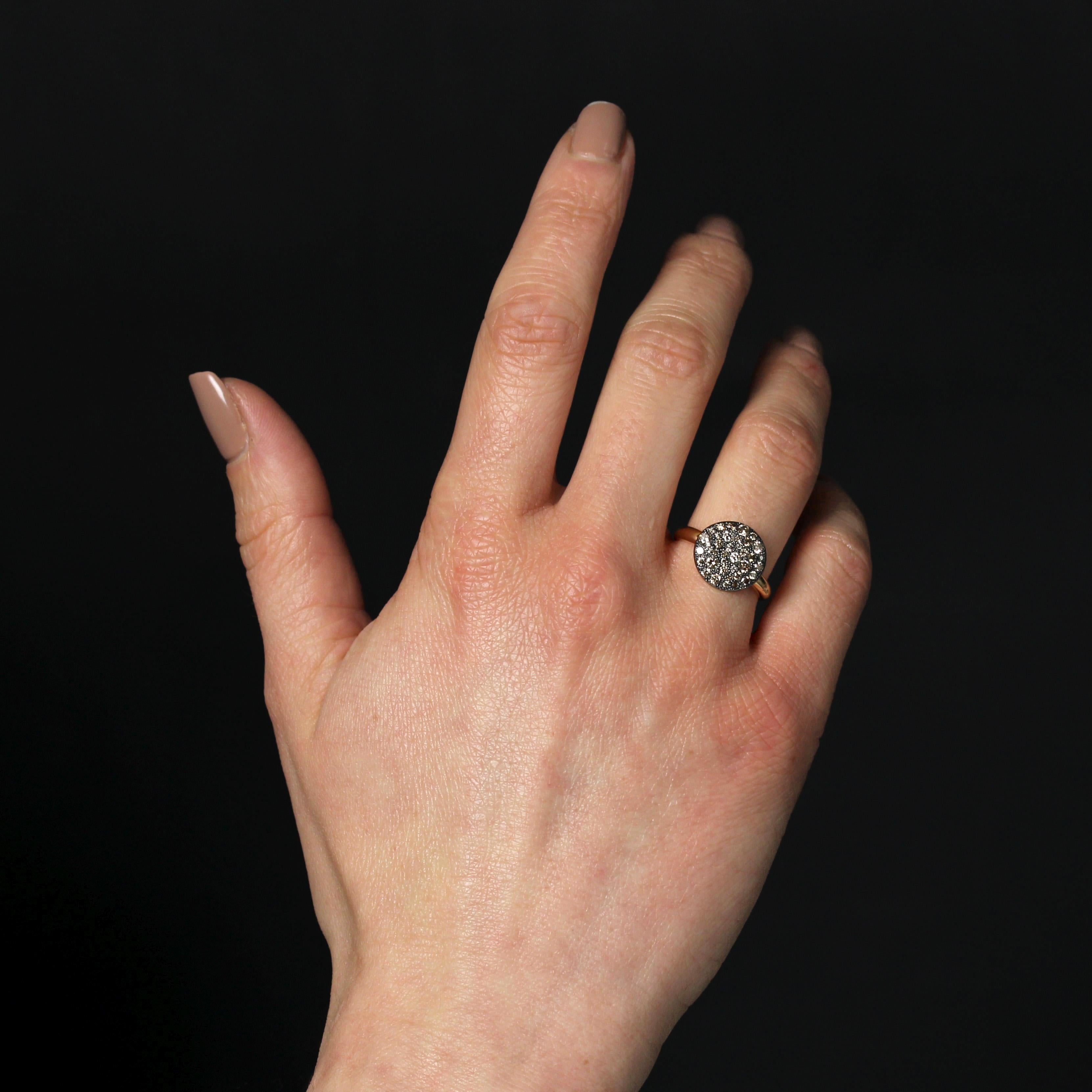 Women's Modern Cognac Diamonds 18 Karat Rhodium Rose Gold Large Pomellato Sabbia Ring For Sale