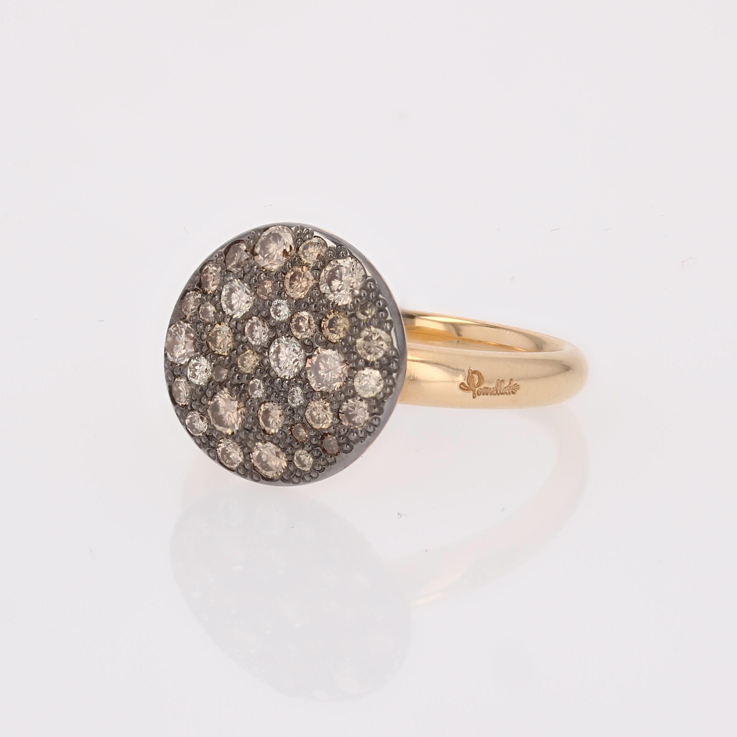 Modern Cognac Diamonds 18 Karat Rhodium Rose Gold Large Pomellato Sabbia Ring For Sale 4