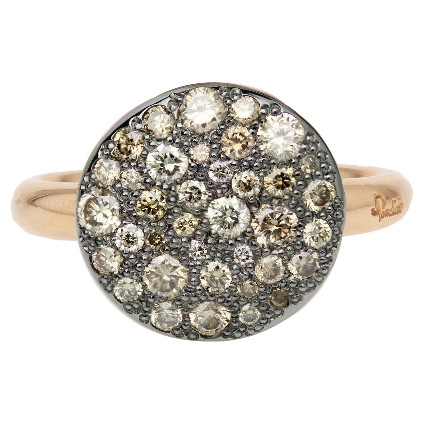 Modern Cognac Diamonds 18 Karat Rhodium Rose Gold Large Pomellato Sabbia Ring