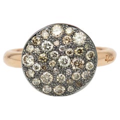 Moderner Cognacfarbener Diamanten 18 Karat Rhodium Roségold Großer Pomellato Sabbia Ring