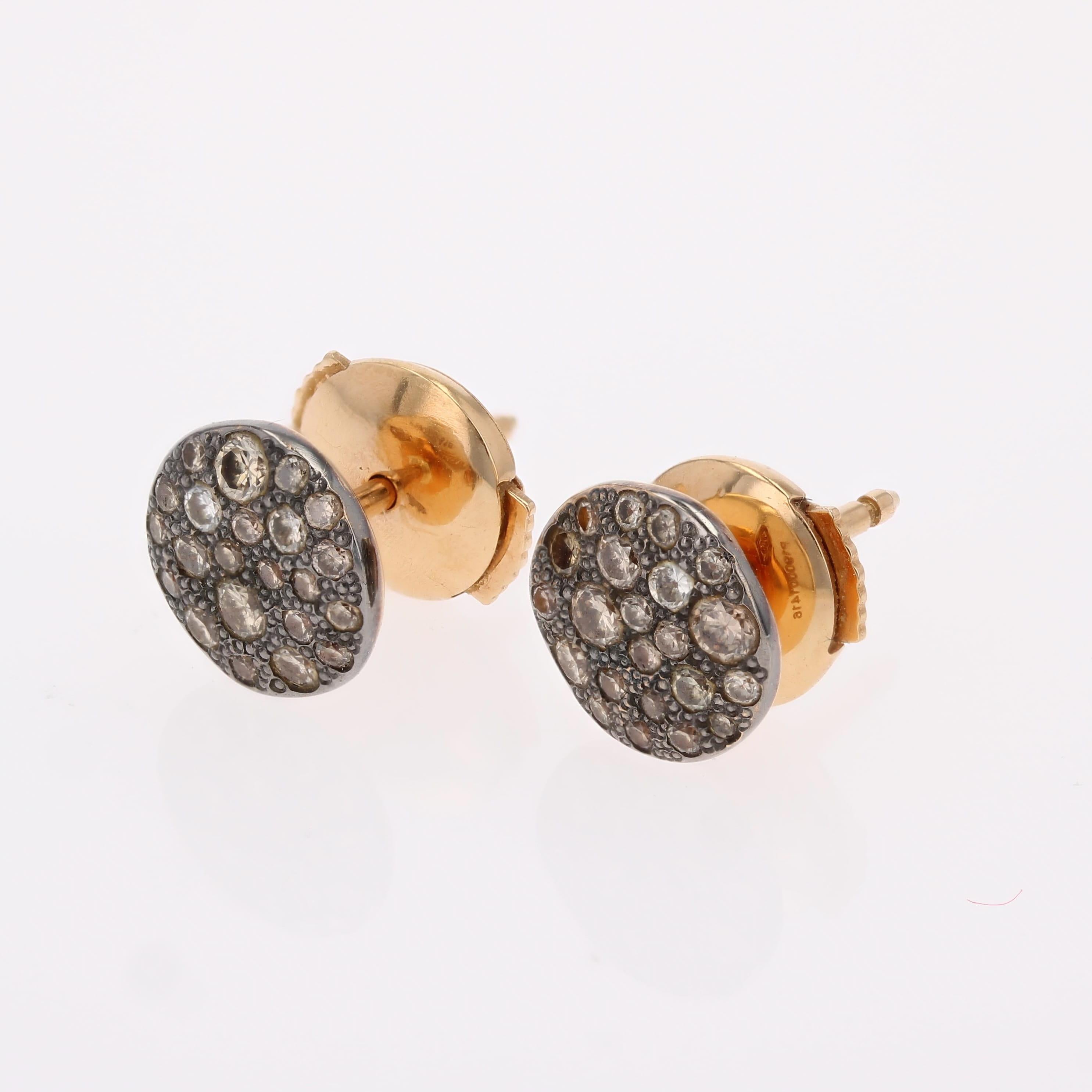Modern Cognac Diamonds 18 Karat Rhodium Rose Gold Pomellato Sabbia Earrings For Sale 5