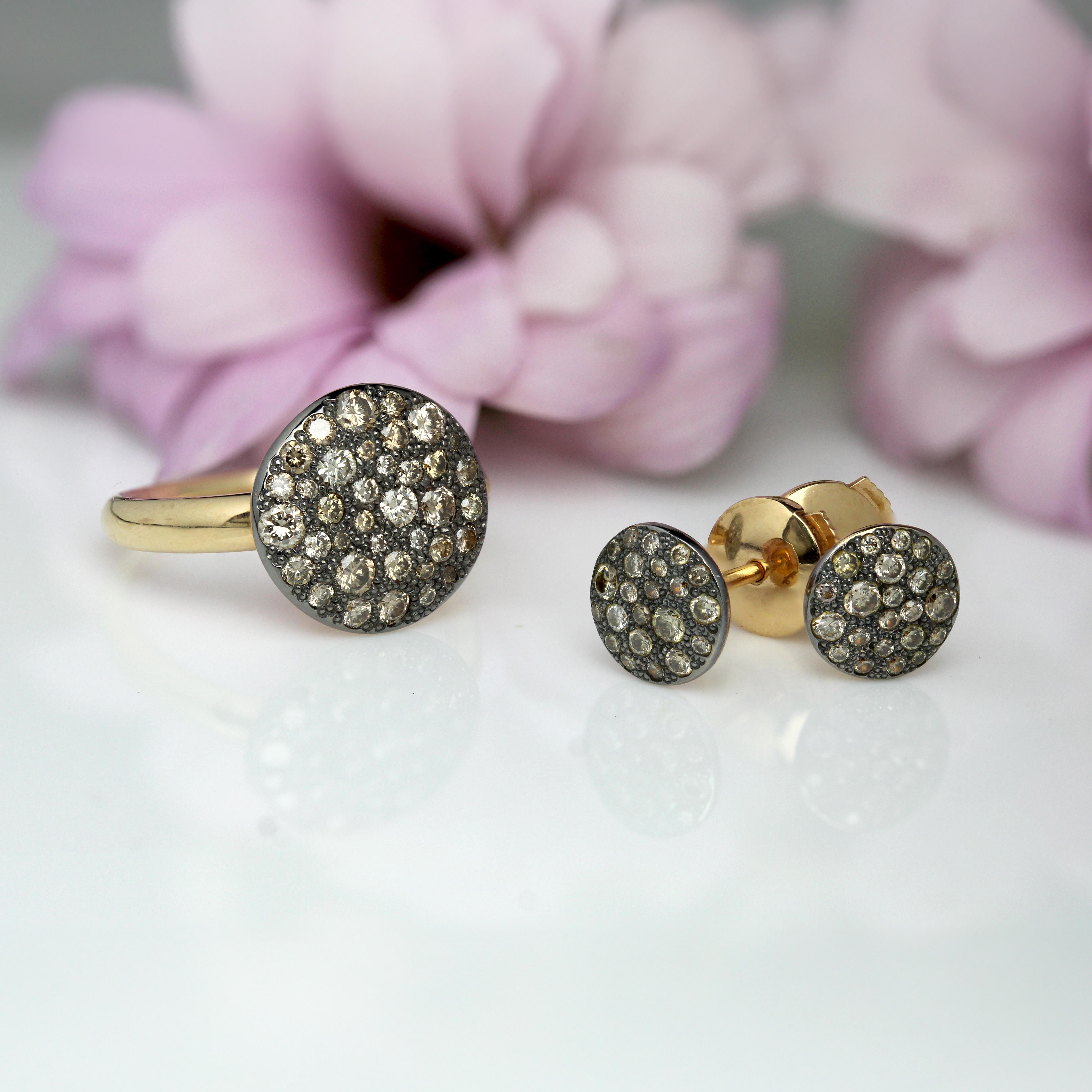 Modern Cognac Diamonds 18 Karat Rhodium Rose Gold Pomellato Sabbia Earrings For Sale 8