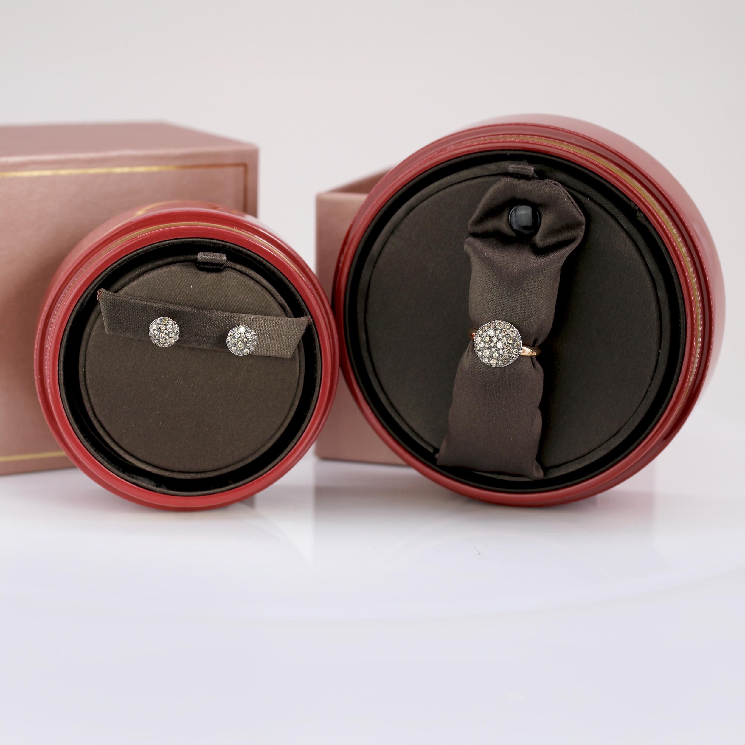 Modern Cognac Diamonds 18 Karat Rhodium Rose Gold Pomellato Sabbia Earrings For Sale 11