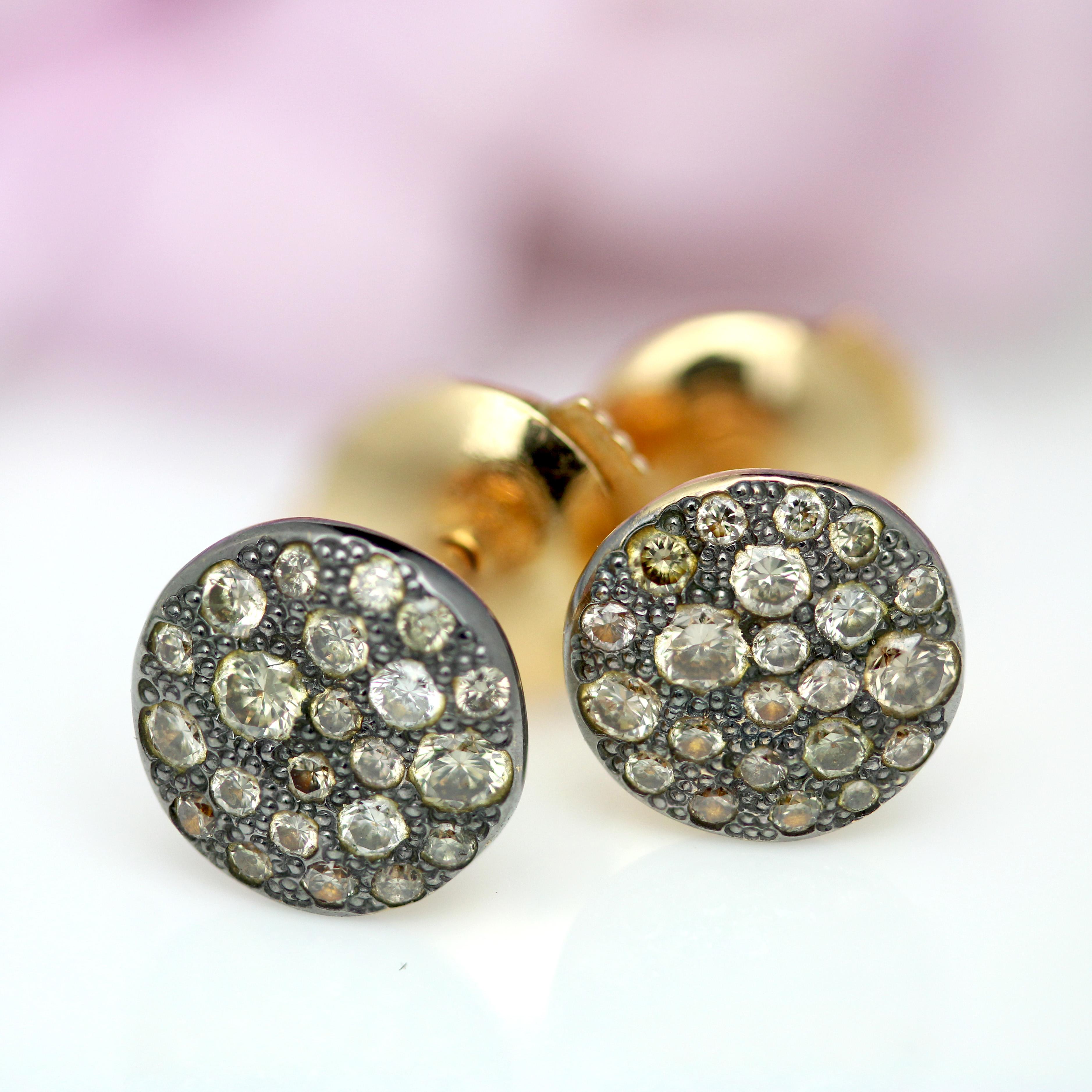 Women's Modern Cognac Diamonds 18 Karat Rhodium Rose Gold Pomellato Sabbia Earrings For Sale