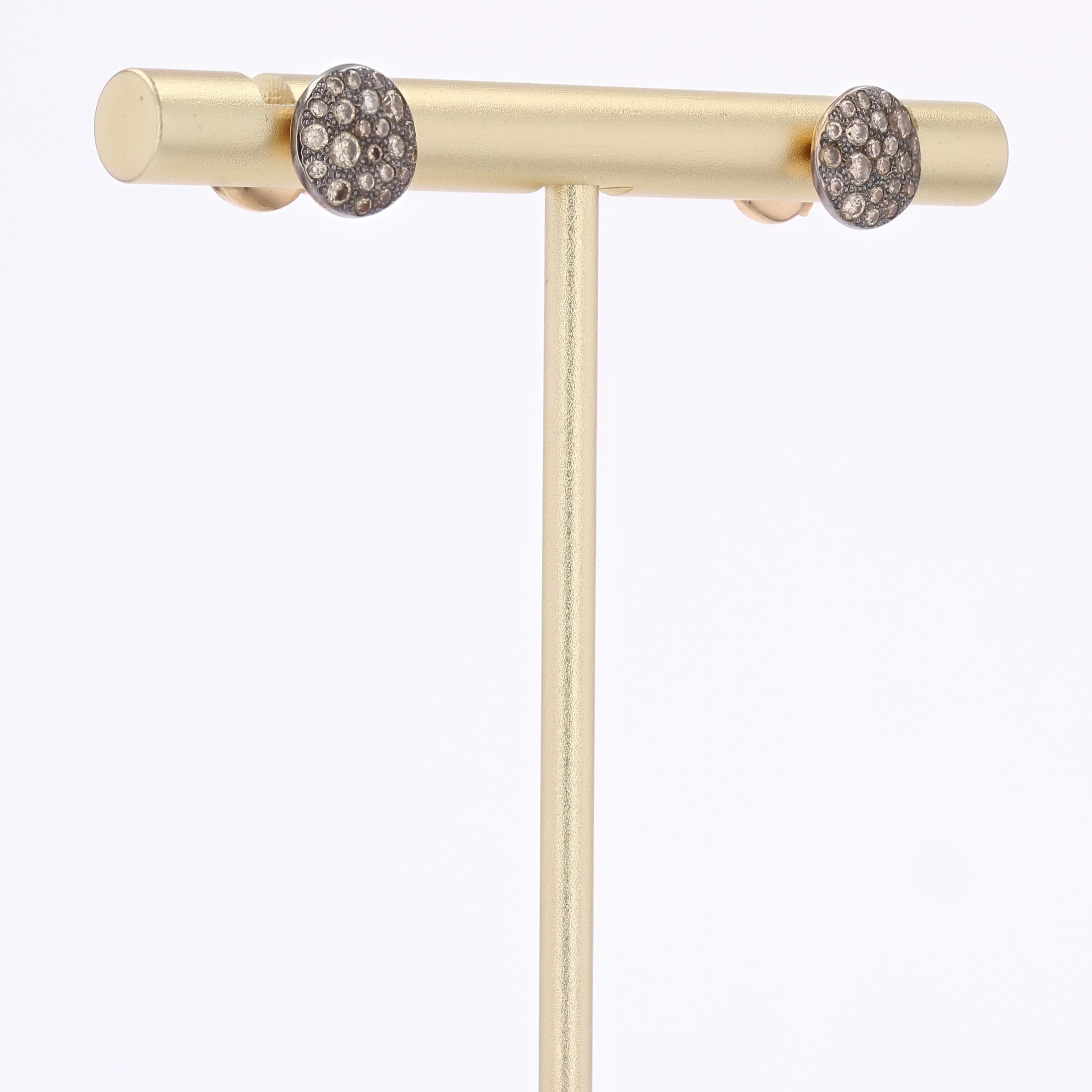 Modern Cognac Diamonds 18 Karat Rhodium Rose Gold Pomellato Sabbia Earrings For Sale 2
