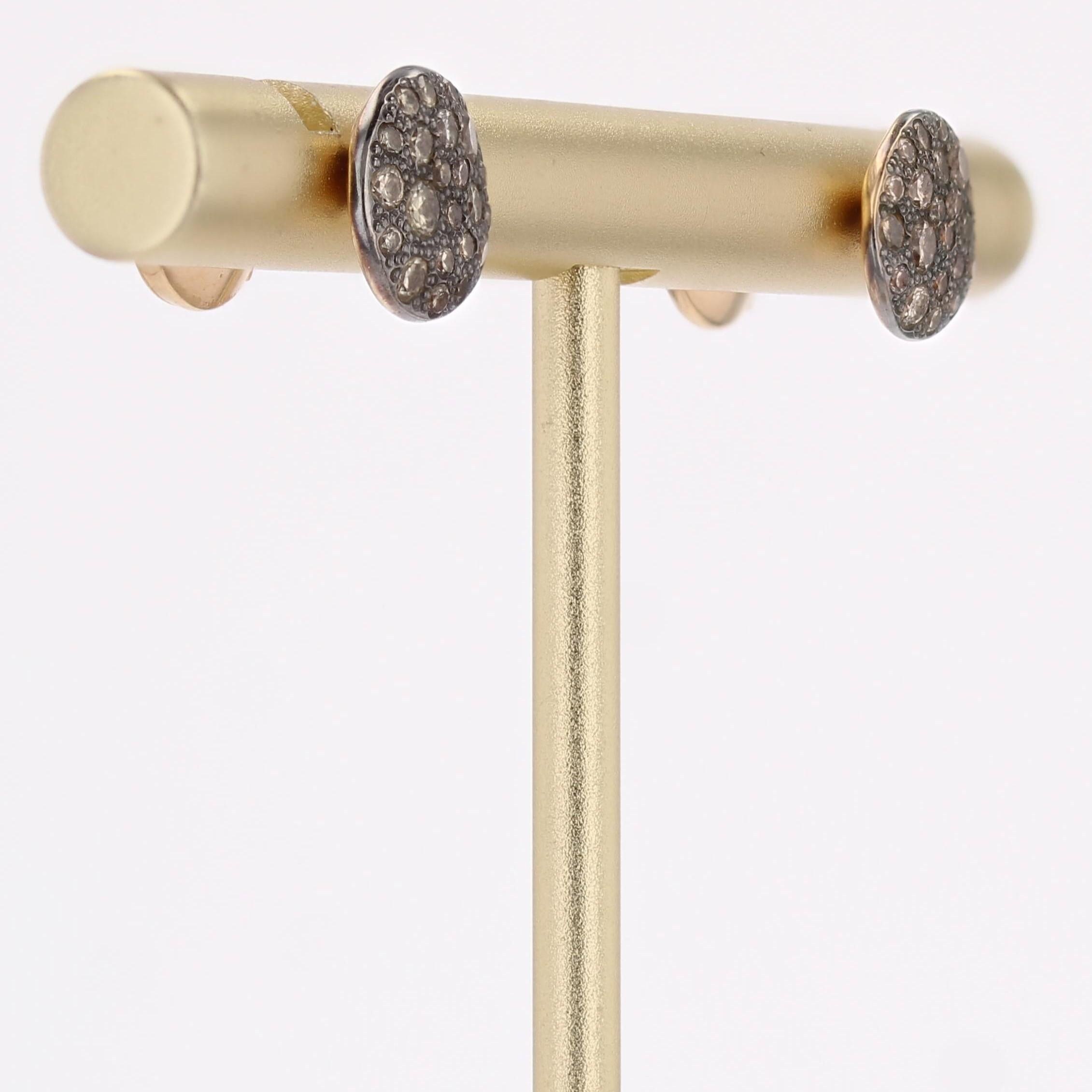 Modern Cognac Diamonds 18 Karat Rhodium Rose Gold Pomellato Sabbia Earrings For Sale 3