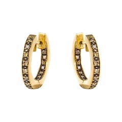 Modern Cognac Diamonds 18 Karat Yellow Gold Creoles Earrings