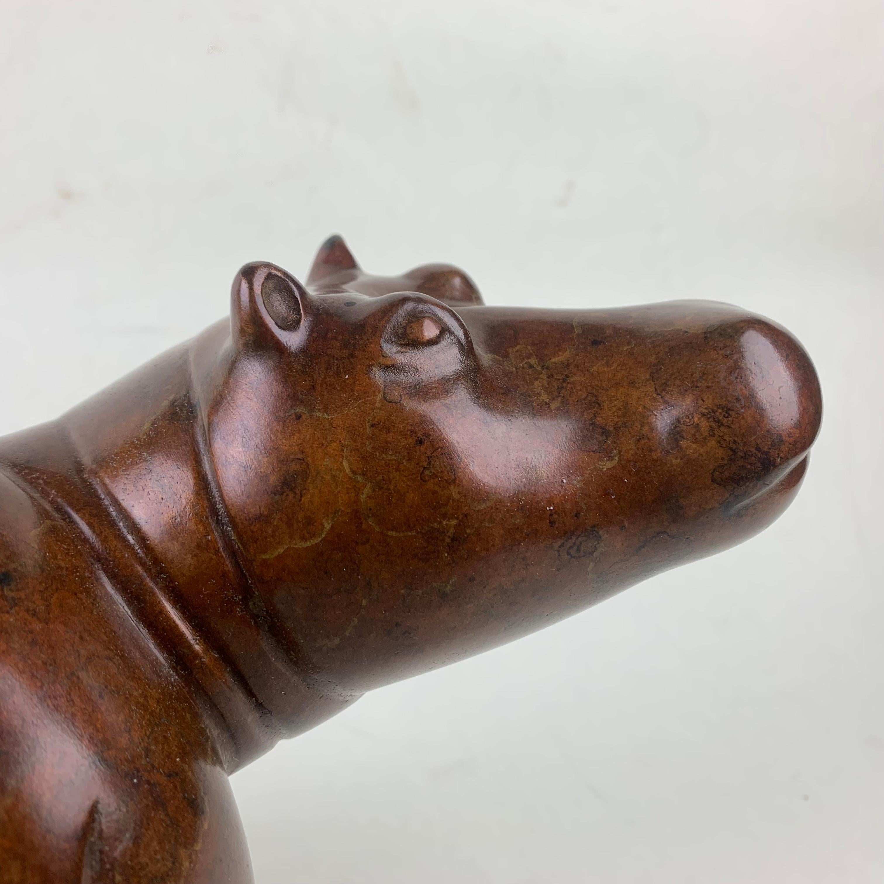 Modern Cold Painted Bronze Figure of Hippo by Anita Mandl In Good Condition For Sale In Folkestone, GB