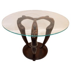 Modern Collection:  Hand Carved  Solid Walnut Trinity Yoga Dining Table