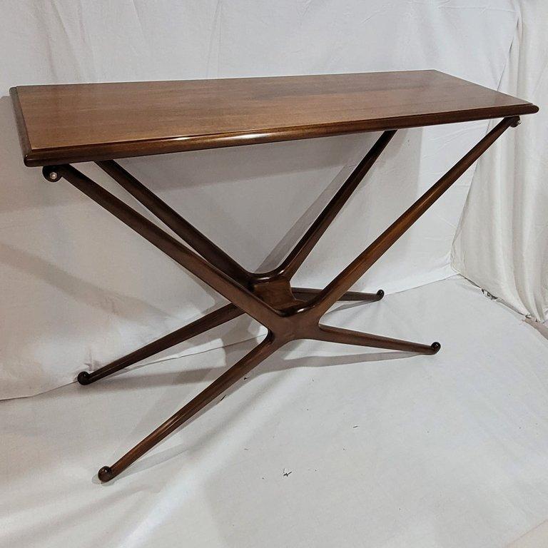 Modern Collection Hand Made Solid Walnut Console Table In New Condition For Sale In Queens, NY