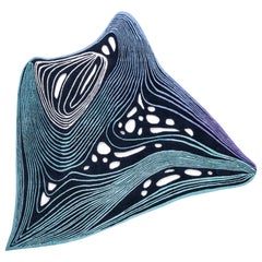 Modern Colofrul Blue Black Unusual Rug Irregular Shape, Solaris Large