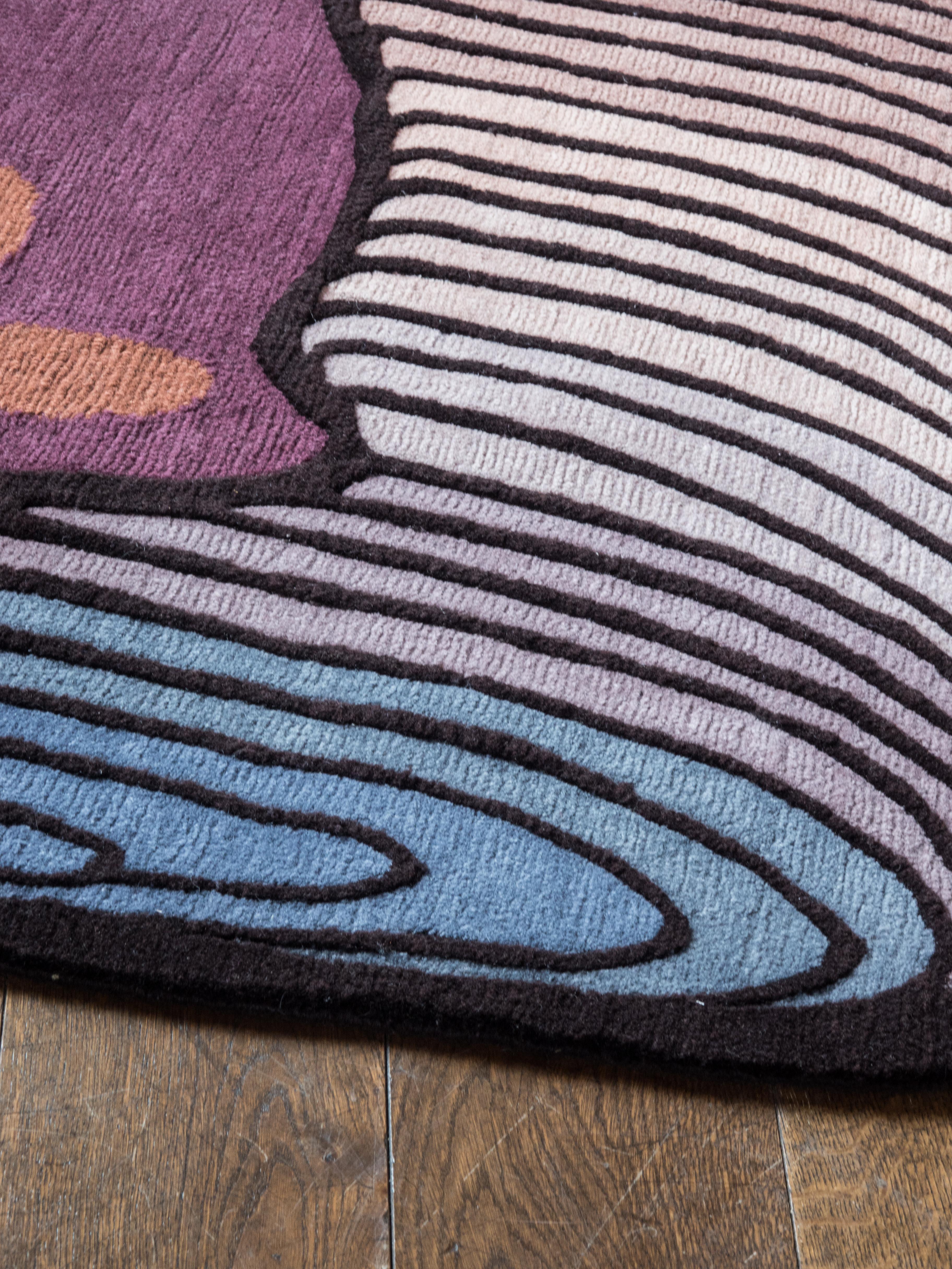 Nepalese Modern colofrul unusual rug Multicolored Irregular shape, Gamma Sud small For Sale