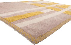Modern Color Block Moroccan Rug Inspired by the Softer Side of Piet Mondrian
