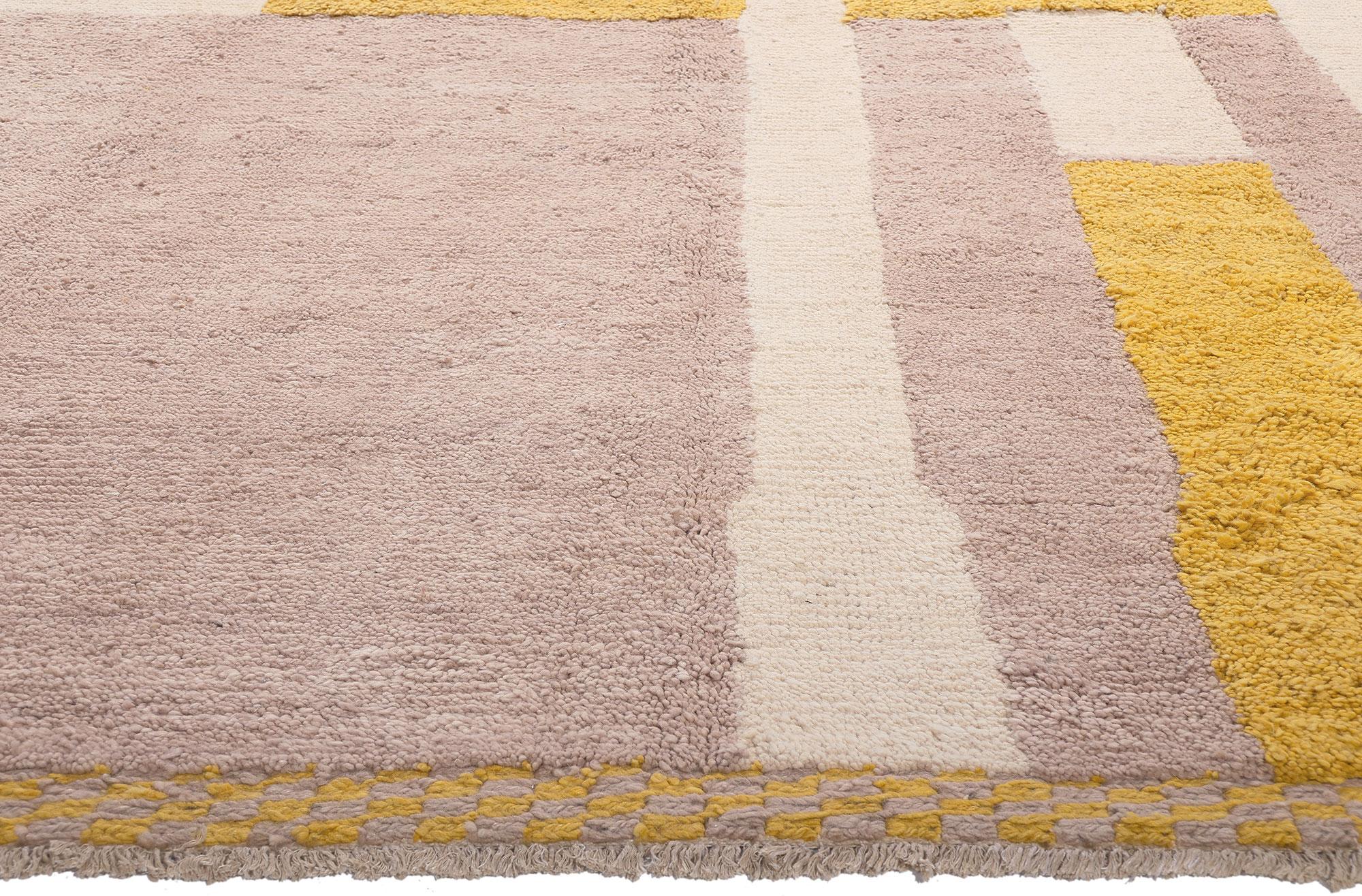 Modern Color Block Moroccan Rug Inspired by the Softer Side of Piet Mondrian In New Condition For Sale In Dallas, TX