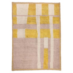 Modern Color Block Moroccan Rug Inspired by the Softer Side of Piet Mondrian