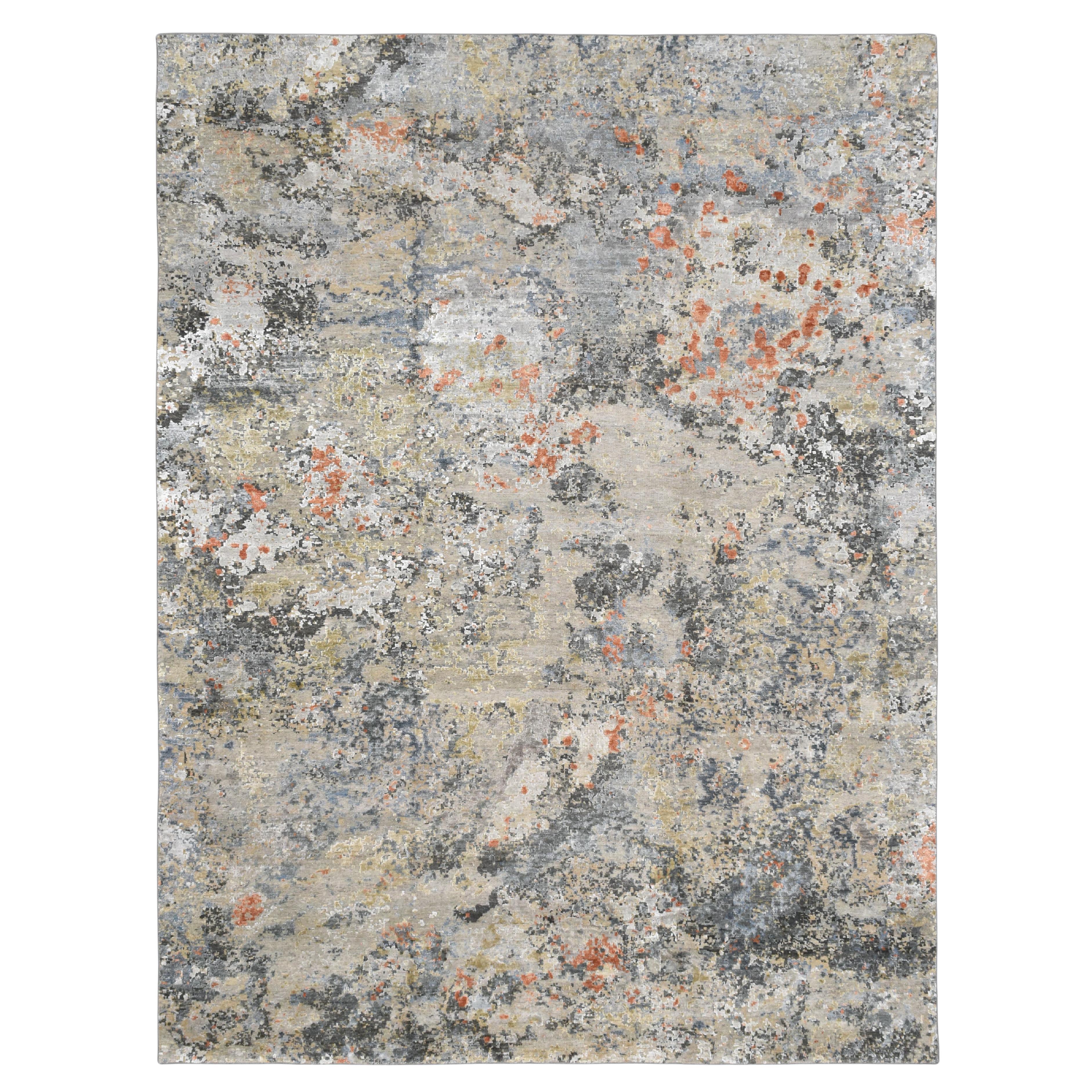 Modern Colorful Abstract Hand Knotted Rug 11'10''x15'9''