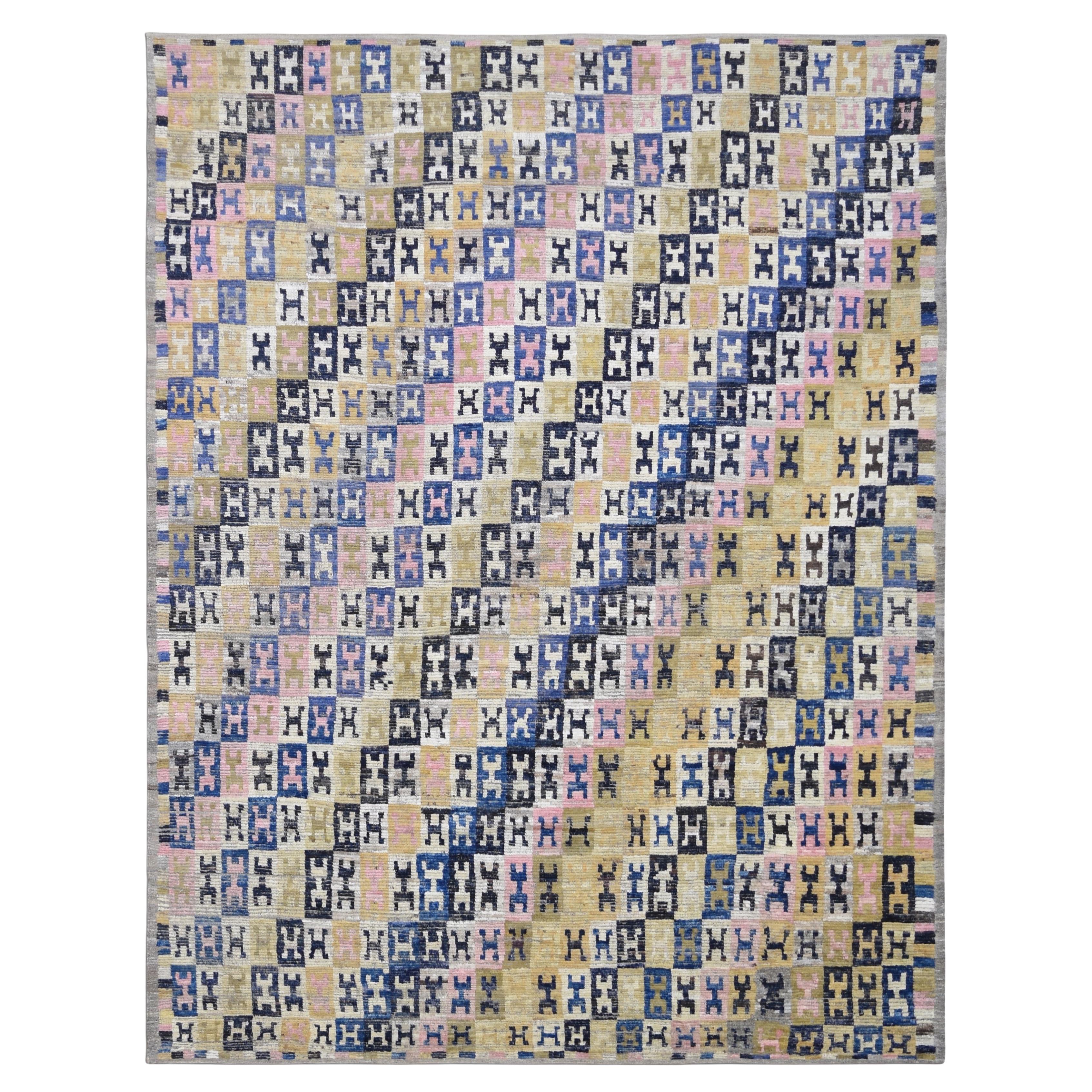 Modern Colorful Geometric Wool Rug 9'3''x11'11''