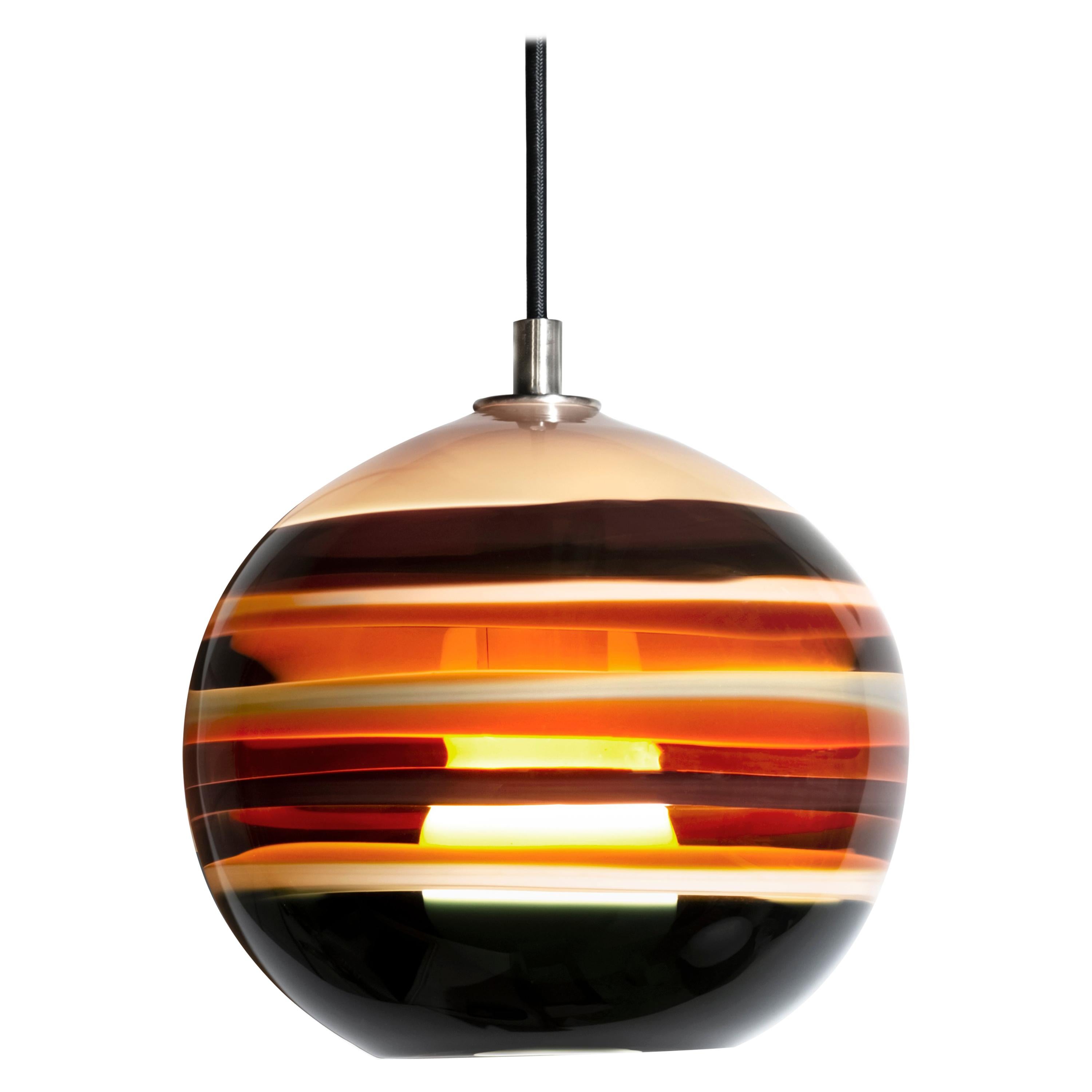 Pair of Amber Banded Orbs, Handblown Glass by Siemon & Salazar • In Stock