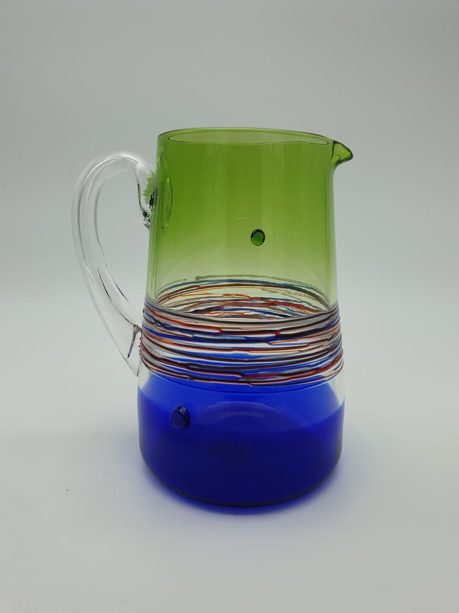 Modern Colorful Murano Glass Pitcher or Jug by Gino Cendese e Figlio, 1990s 8