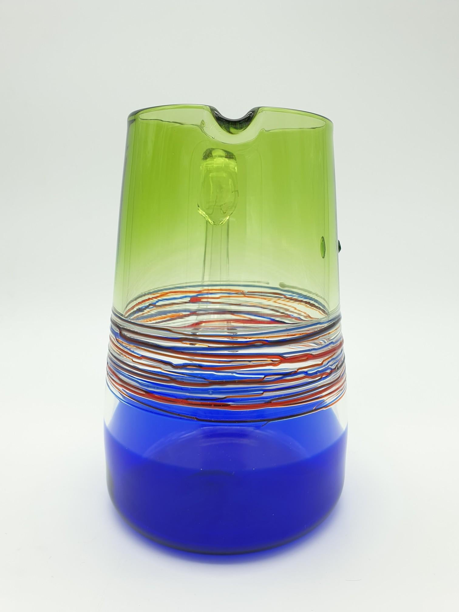 Modern Colorful Murano Glass Pitcher or Jug by Gino Cendese e Figlio, 1990s 9
