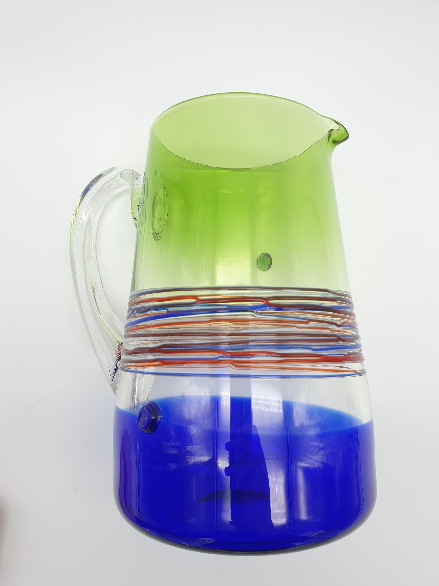 Modern Colorful Murano Glass Pitcher or Jug by Gino Cendese e Figlio, 1990s 3