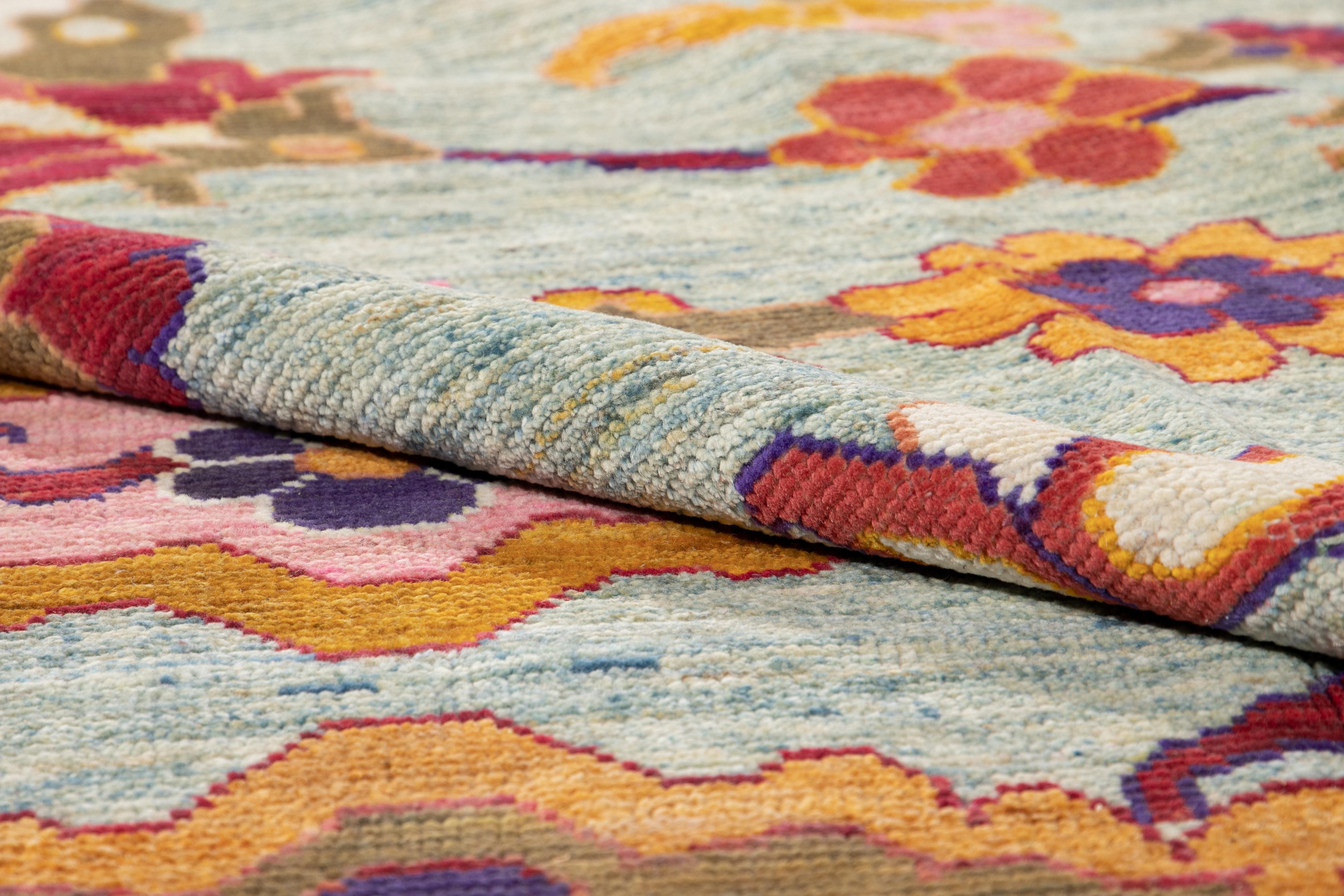 Tapis moderne coloré Oushak en laine fait à la main Neuf - En vente à Norwalk, CT