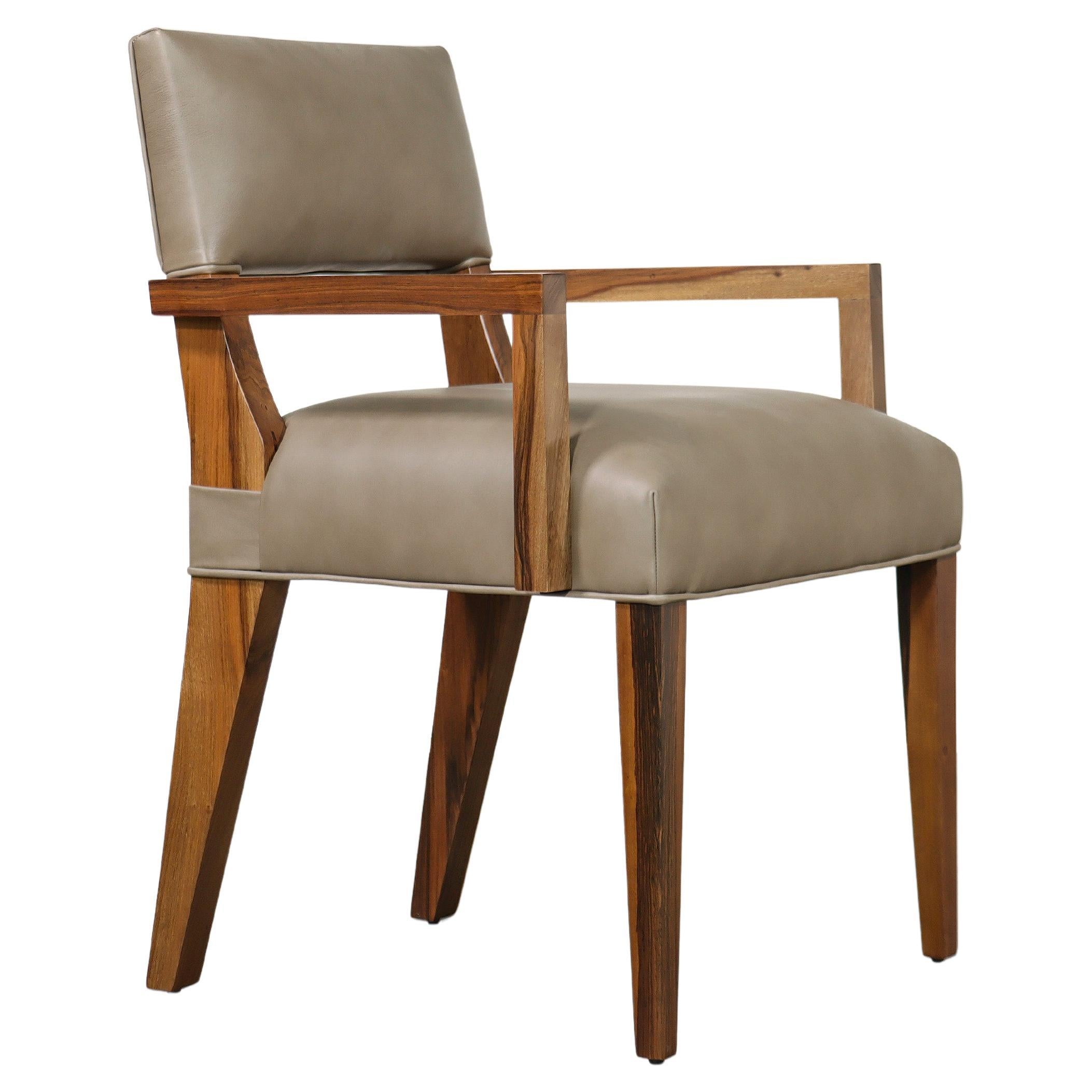 Modern COM Arm Chair in Argentine Exotic Wood and Leather by Costantini, Bruno