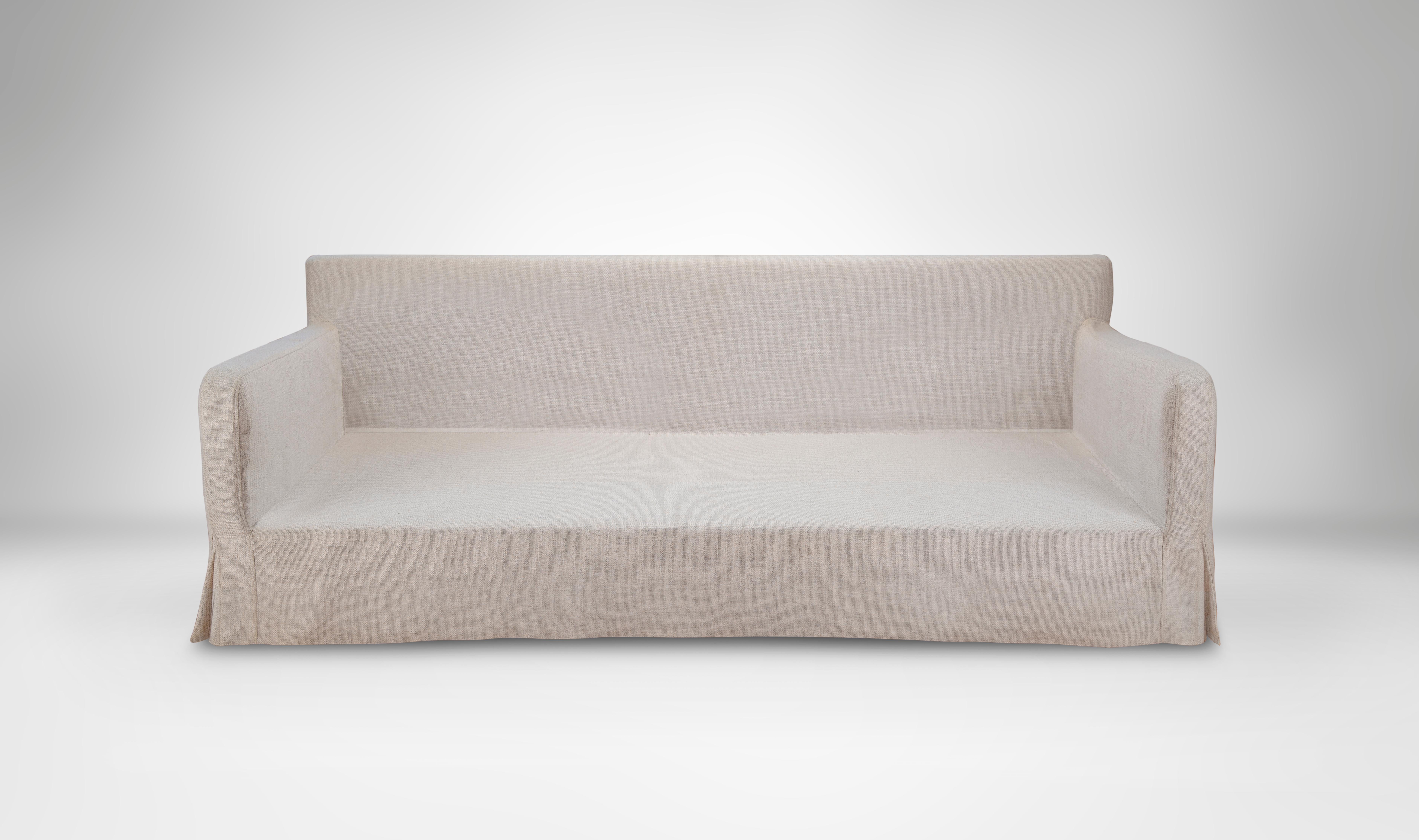 Modern Comfortable Slip-on 3-Seater Sofa with Double Stitching and Foam Filling For Sale 1