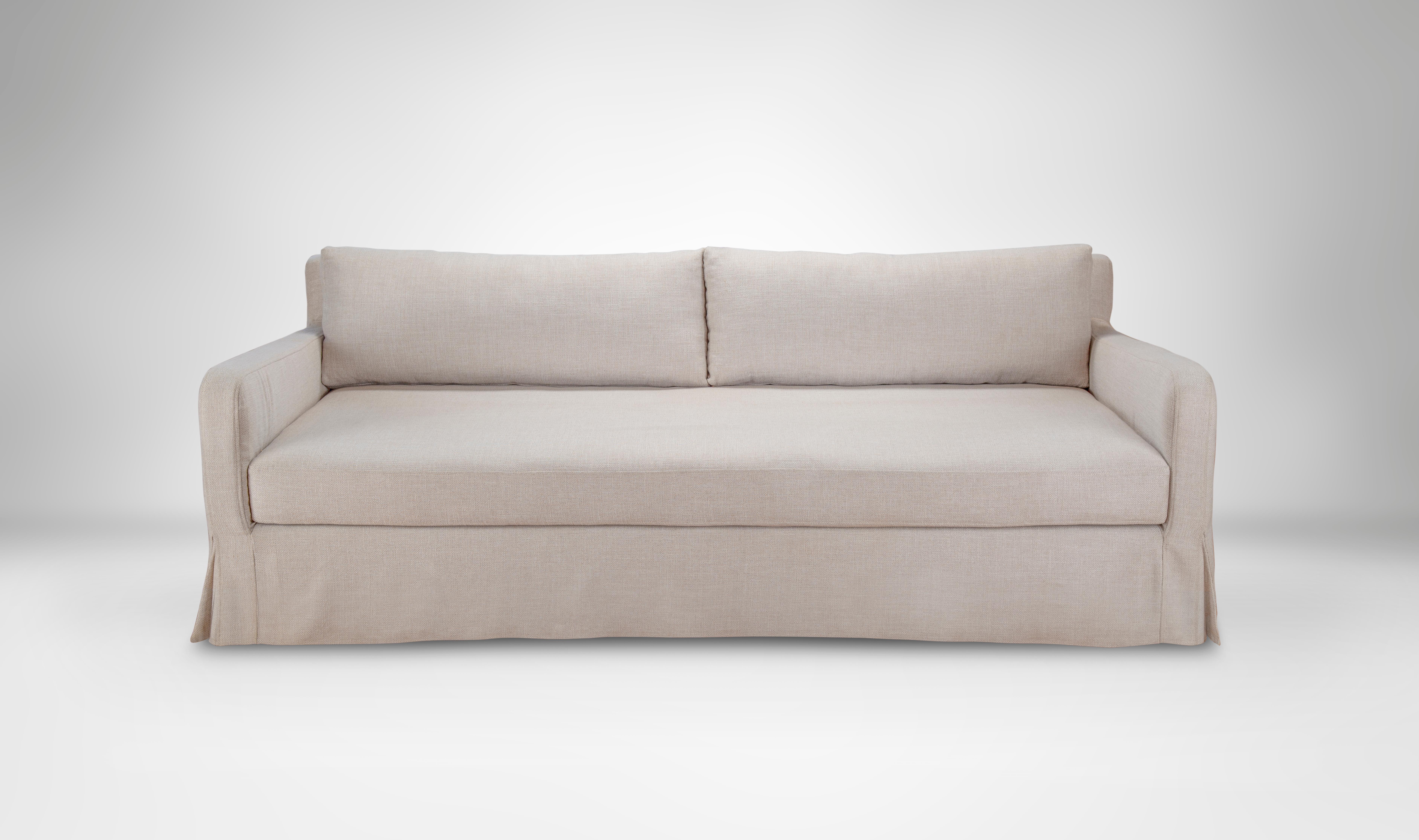 Contemporary Modern Comfortable Slip-on 3-Seater Sofa with Double Stitching and Foam Filling For Sale