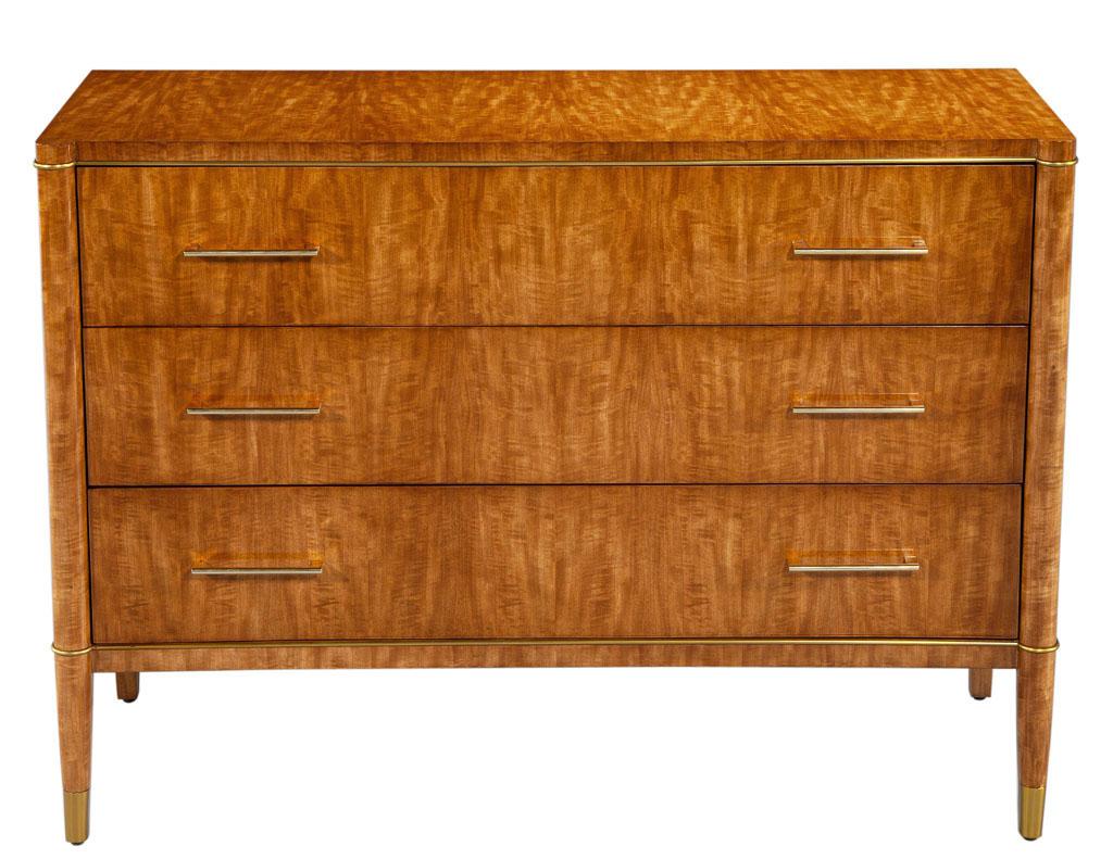 Modern Commode Chest of Drawers in the Style of De Coene Frères. This modern commode chest of drawers is inspired by De Coene Freres and is made of sycamore woods, providing a unique and exquisite look. With a natural light finish and a semi-gloss