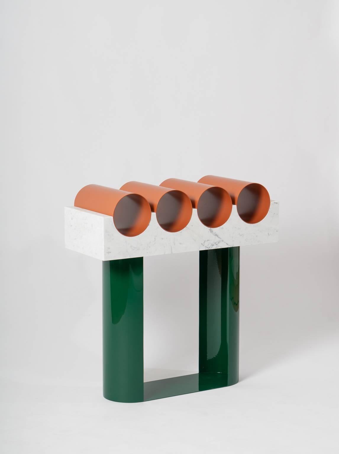 Modern Commode in Marble and Powder Coated Steel from 