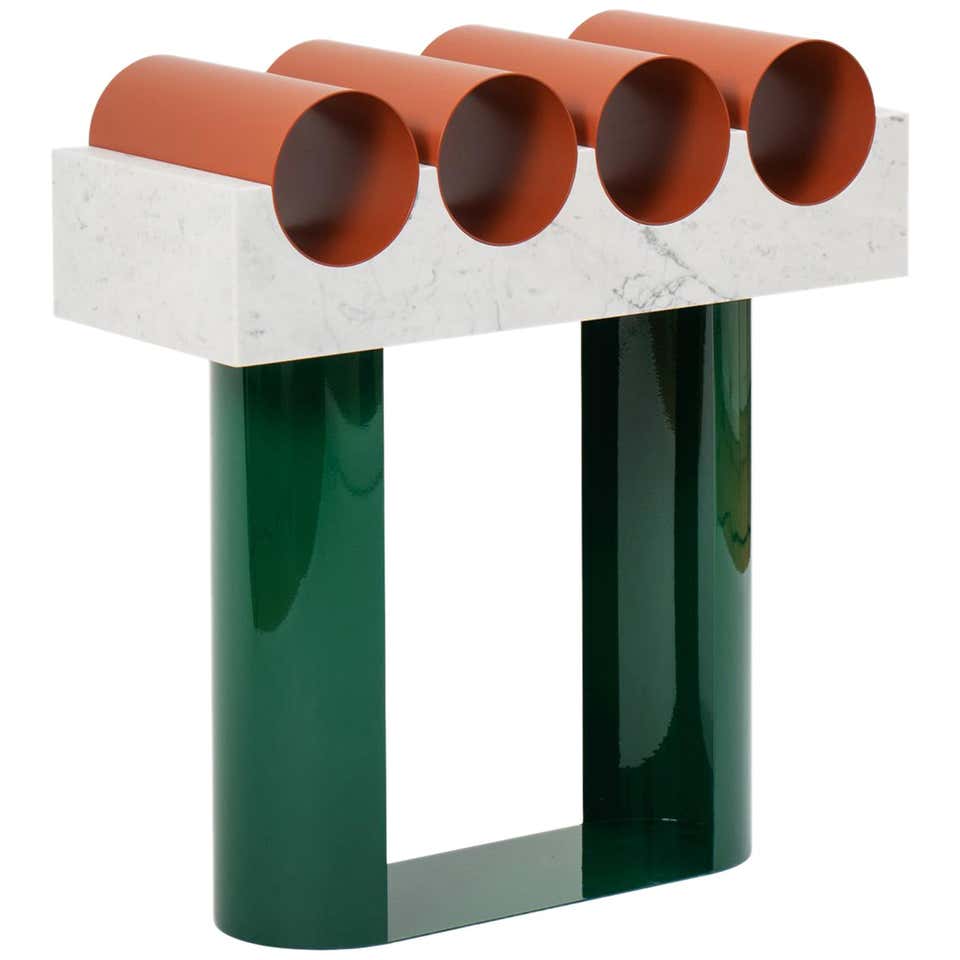 Modern Commode in Marble and Powder Coated Steel from