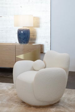 Contemporary Conchula Accent Chairs, drehbar, italienischer Jacquard-Samt, Greenapple