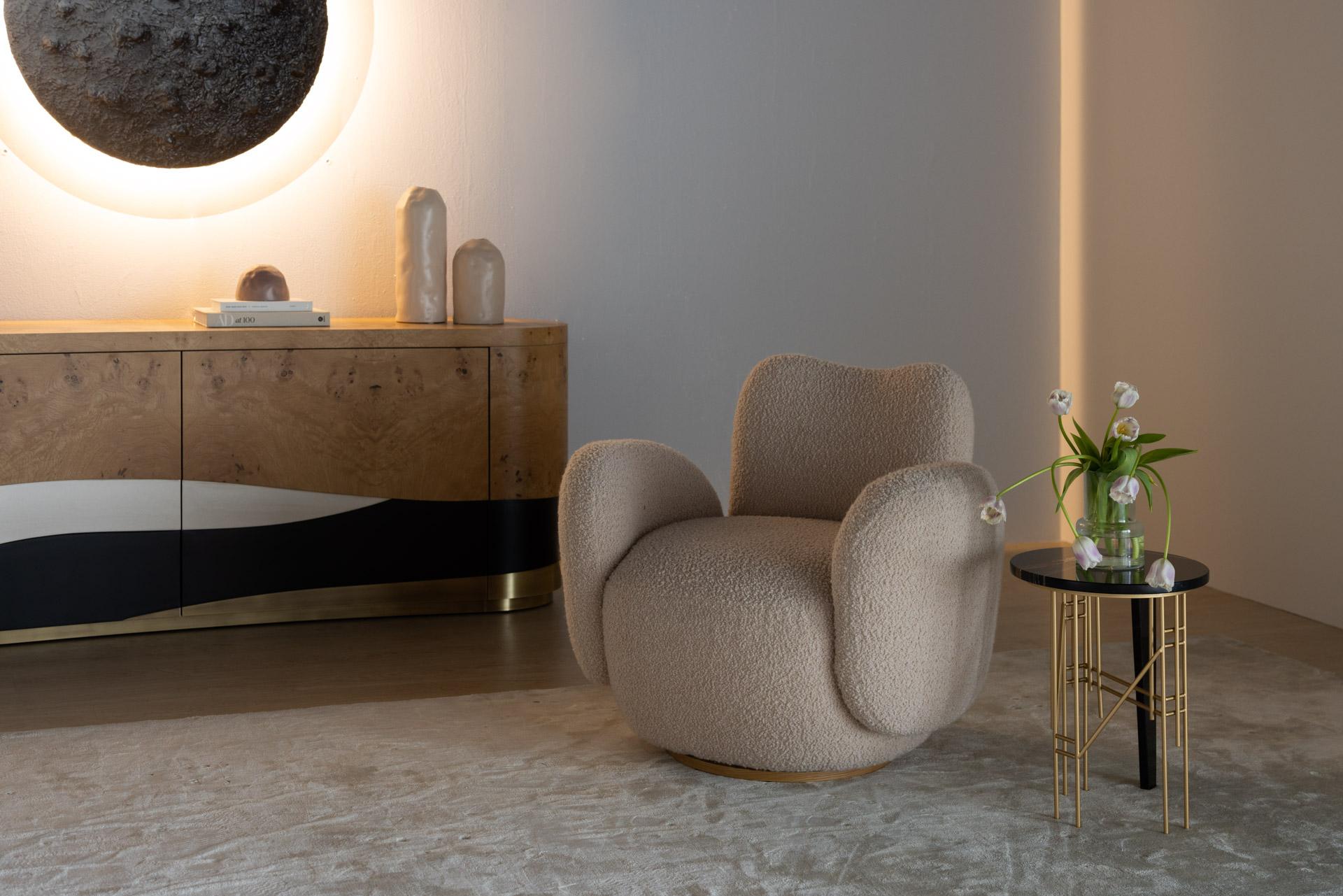 Poltroncine contemporanee Conchula, girevoli, in velluto jacquard italiano, Greenapple In condizioni Nuovo in vendita a Lisboa, PT