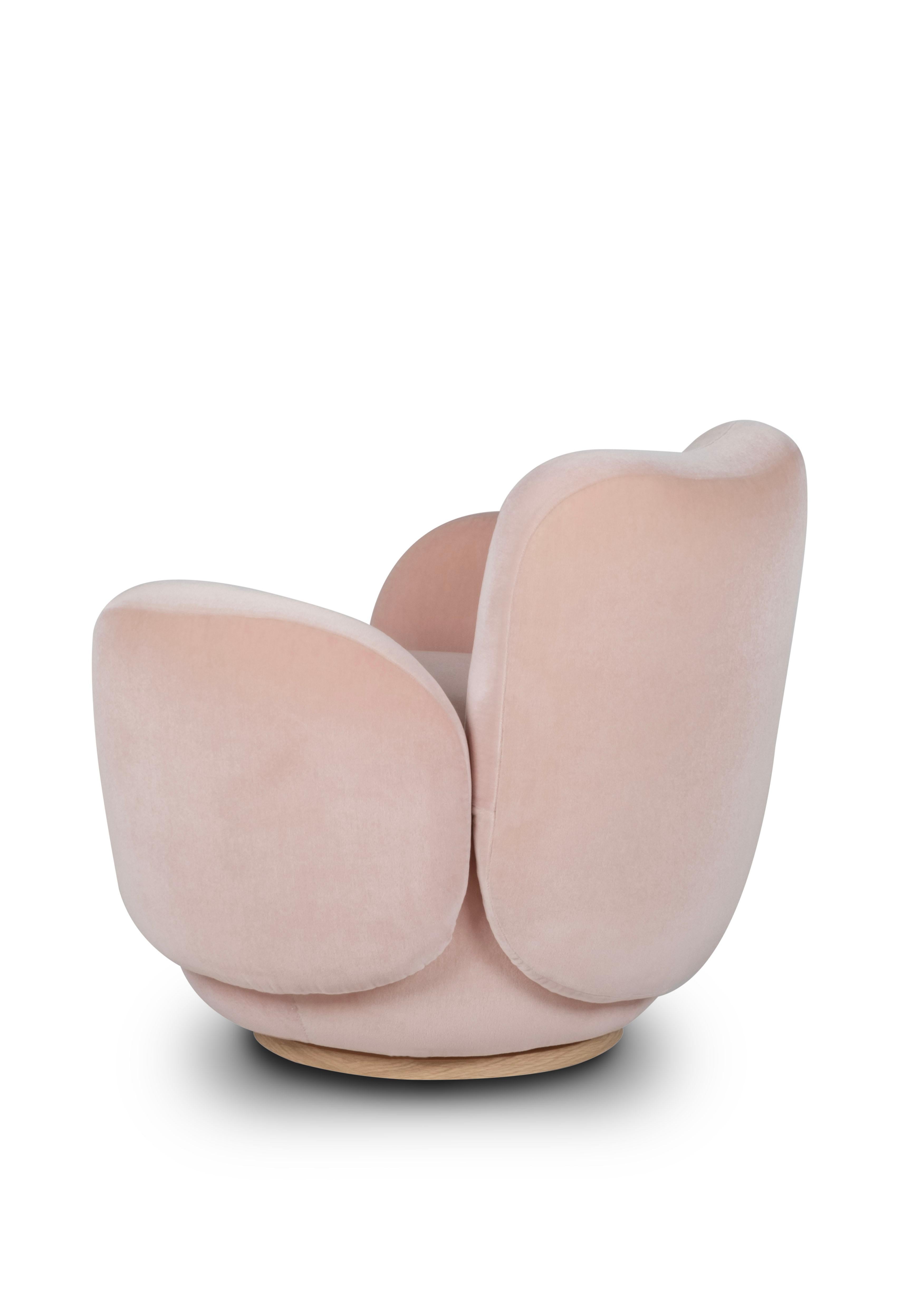 Sedia da salotto moderna Conchula, poltrona, girevole, mohair italiano, Greenapple in vendita 4