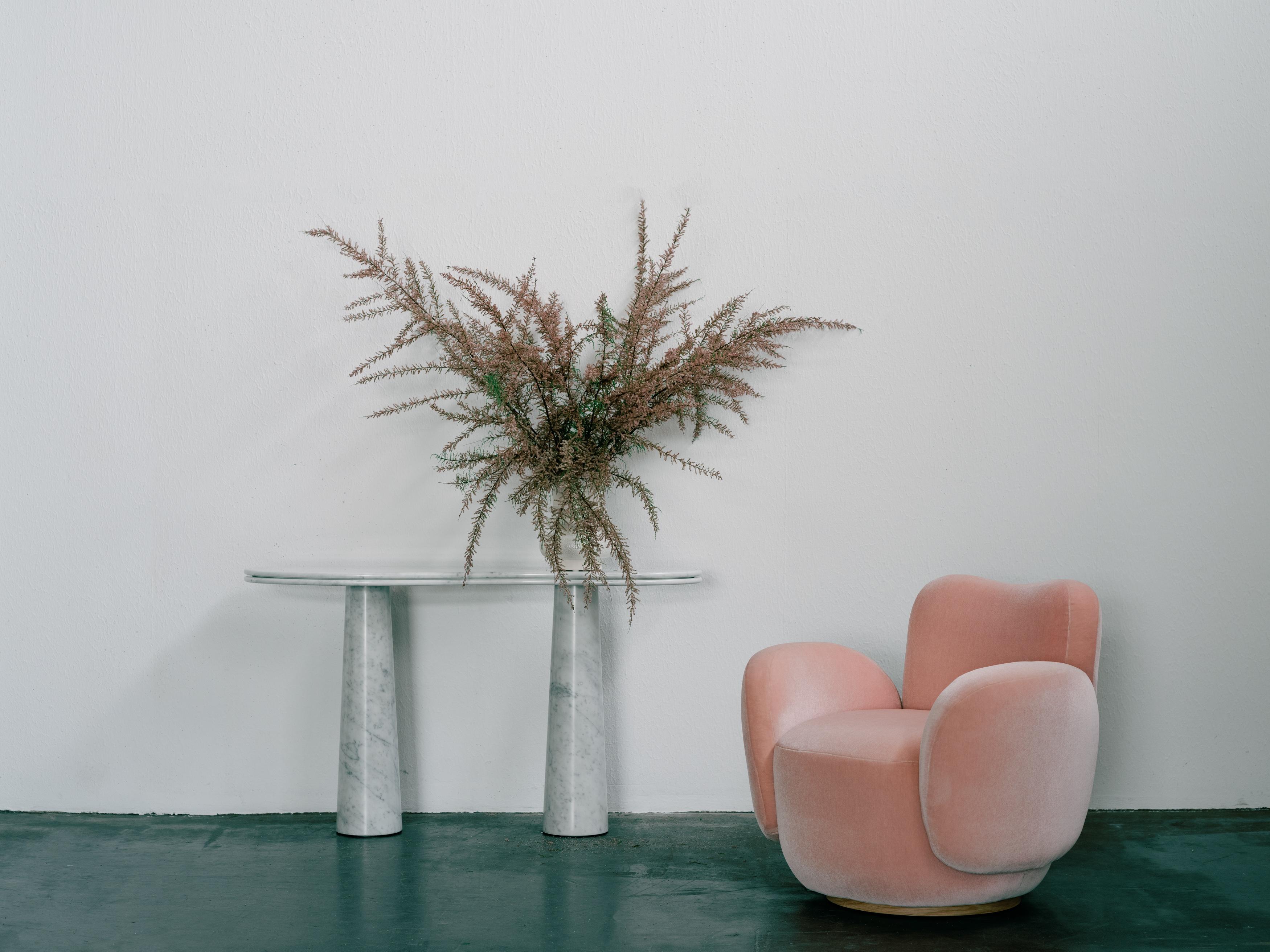 Mid-Century Modern Conchula Armchair, Swivel, DEDAR White Handmade by Greenapple For Sale 8