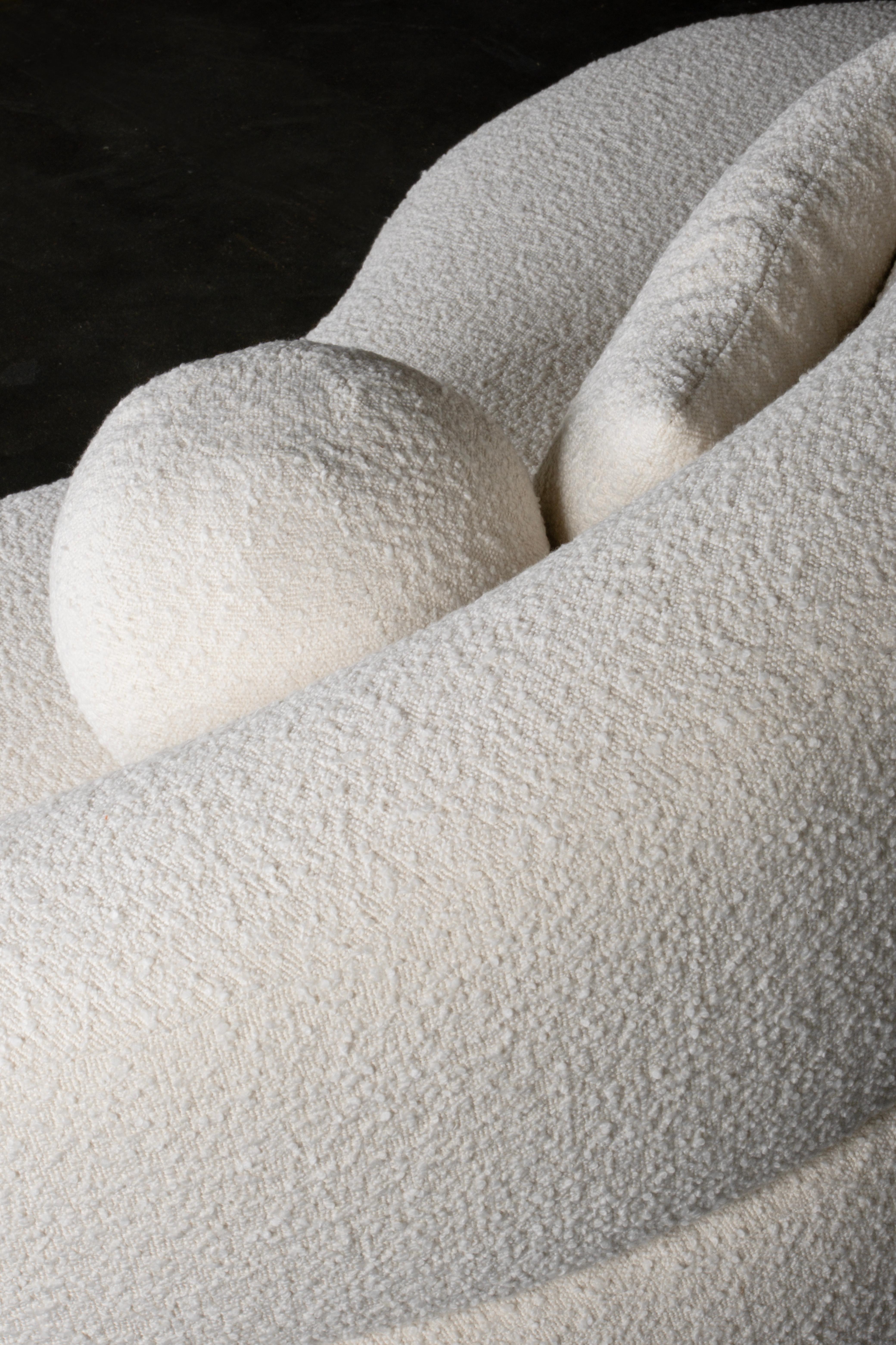 Modern Conchula Corner Sofa, White Bouclé, Handmade in Portugal by Greenapple For Sale 5