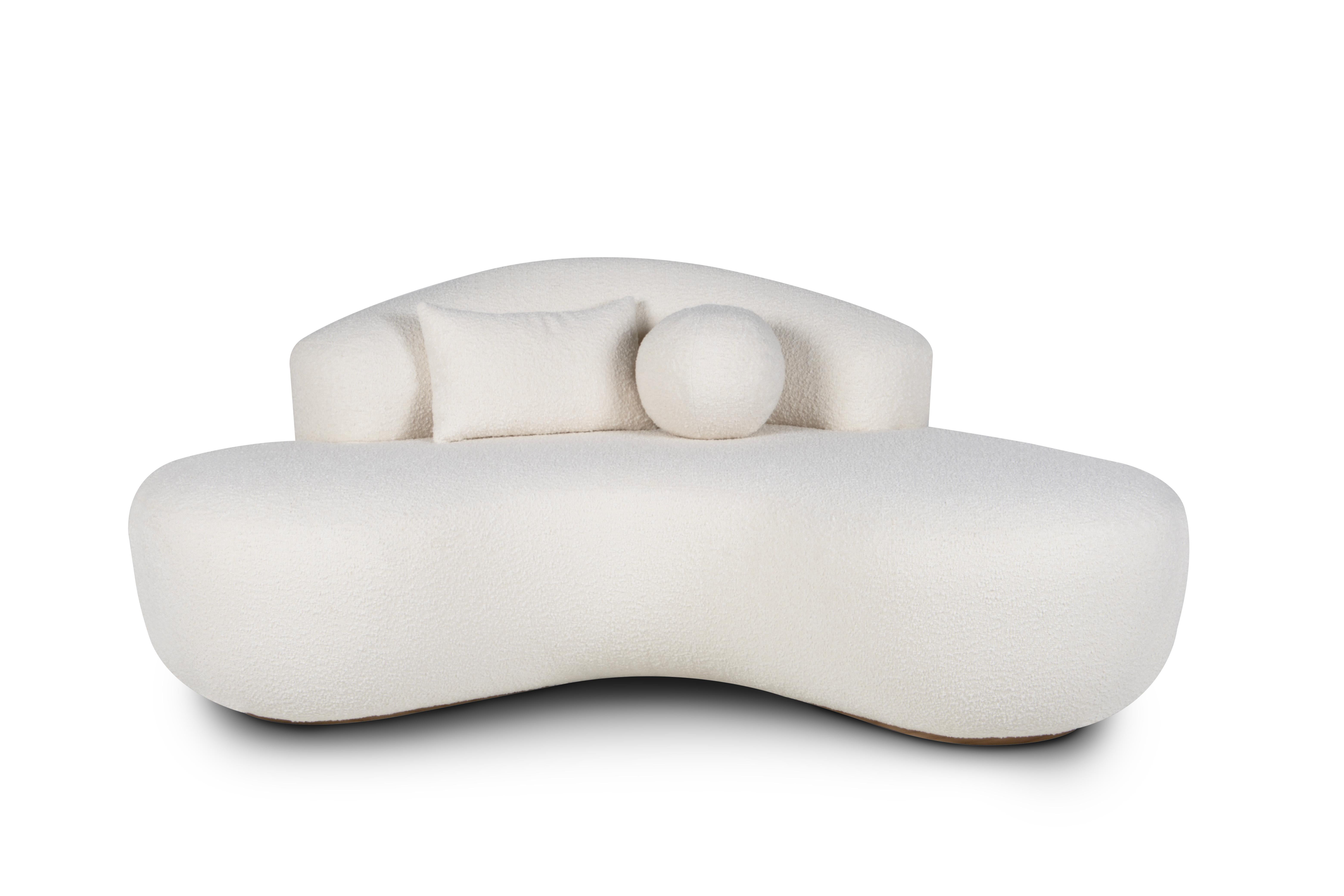 Hand-Crafted Modern Conchula Corner Sofa, White Bouclé, Handmade in Portugal by Greenapple For Sale