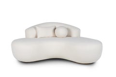 Modern Conchula Corner Sofa, White Bouclé, Handmade in Portugal by Greenapple