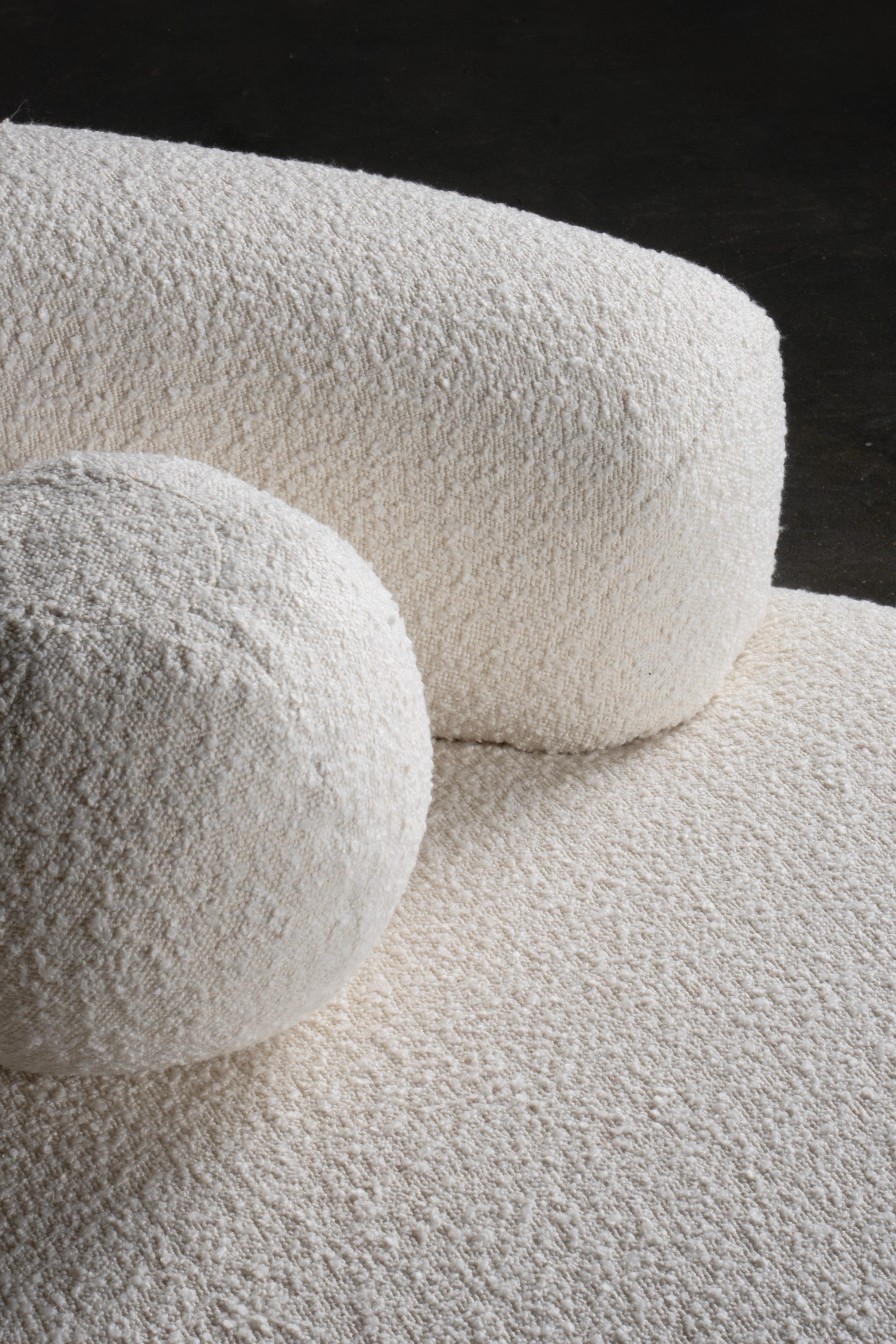 Wool Modern Conchula Corner Sofa, White Bouclé, Handmade in Portugal by Greenapple For Sale