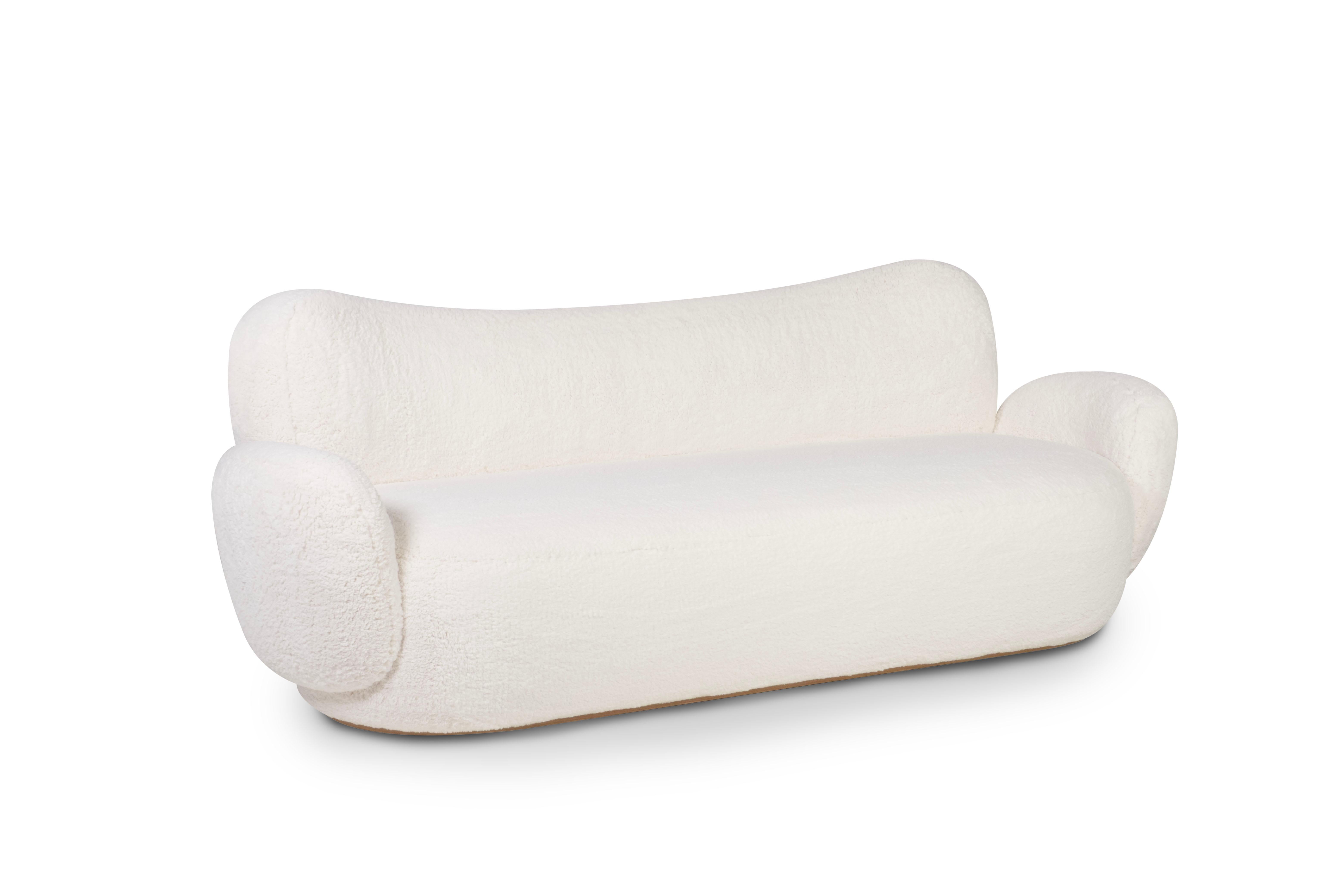 Portugais The Moderns Conchula Curved Sofa, Ivory Bouclé, Handmade in Portugal by Greenapple en vente