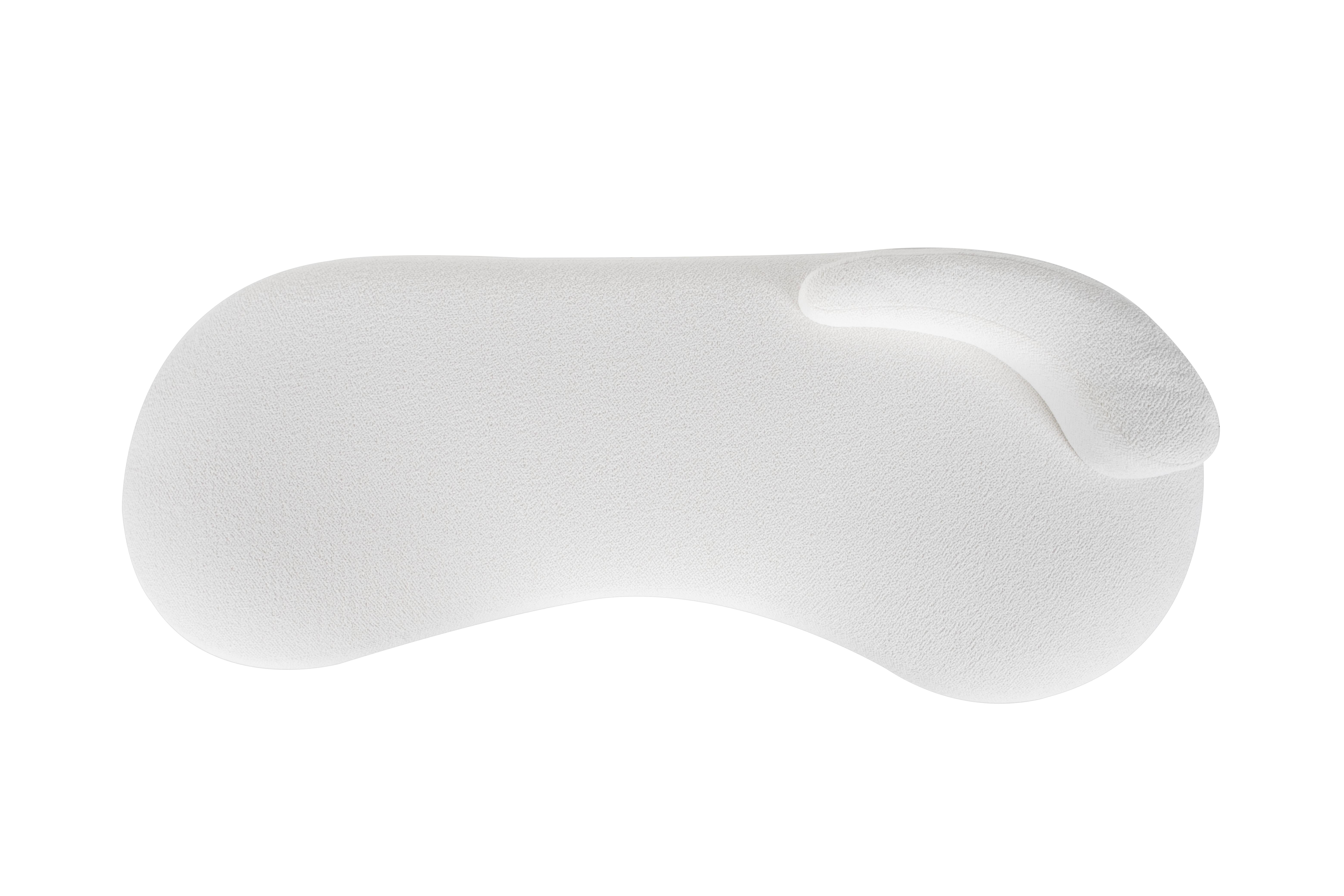 Mid-Century Modern Conchula Day Bed, DEDAR White Bouclé, Handmade by Greenapple For Sale 4