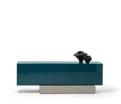 Modern Concrete Base and Gloss Lacquered Sideboard Buffet Mogg Block RAL 5020