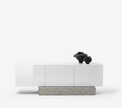 Modern Concrete Base and Gloss Lacquered Sideboard Buffet Mogg Block RAL 9016