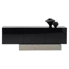 Modern Concrete Base and Gloss Lacquered Sideboard Buffet Mogg Block RAL 9017