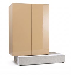 Modern Concrete Base and Gloss Lacquered Tall Sideboard Mogg Block RAL 1001