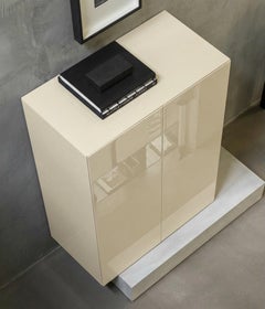 Modern Concrete Base and Gloss Lacquered Tall Sideboard Mogg Block RAL 1013