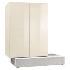Modern Concrete Base and Gloss Lacquered Tall Sideboard Mogg Block RAL 1013