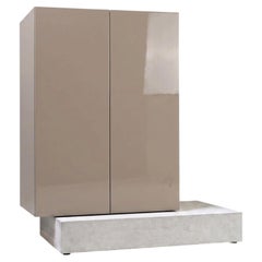 Modern Concrete Base and Gloss Lacquered Tall Sideboard Mogg Block RAL 1019