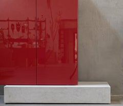 Modern Concrete Base and Gloss Lacquered Tall Sideboard Mogg Block RAL 3001